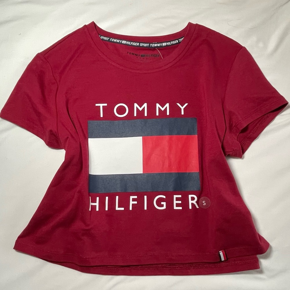 Tommy Hilfiger Logo Burgundy Crop Top